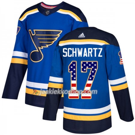 Miehille NHL St. Louis Blues Pelipaita Jaden Schwartz 17 Adidas 2017-2018 Sininen USA Flag Fashion Authentic